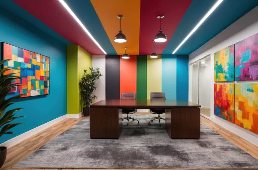 Modern office interior showcasing vibrant Office Colors for productivity
